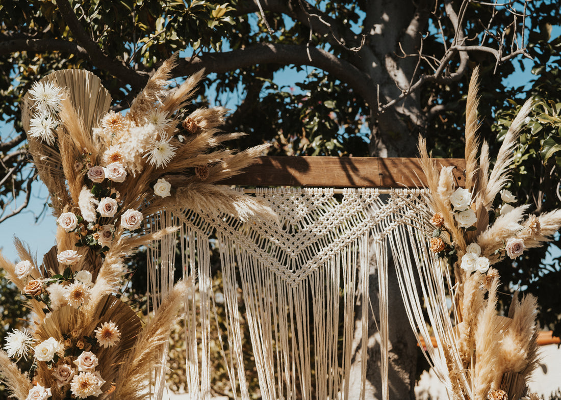 Floral Arch with Macrame for Wedding at Rancho Santa Fe