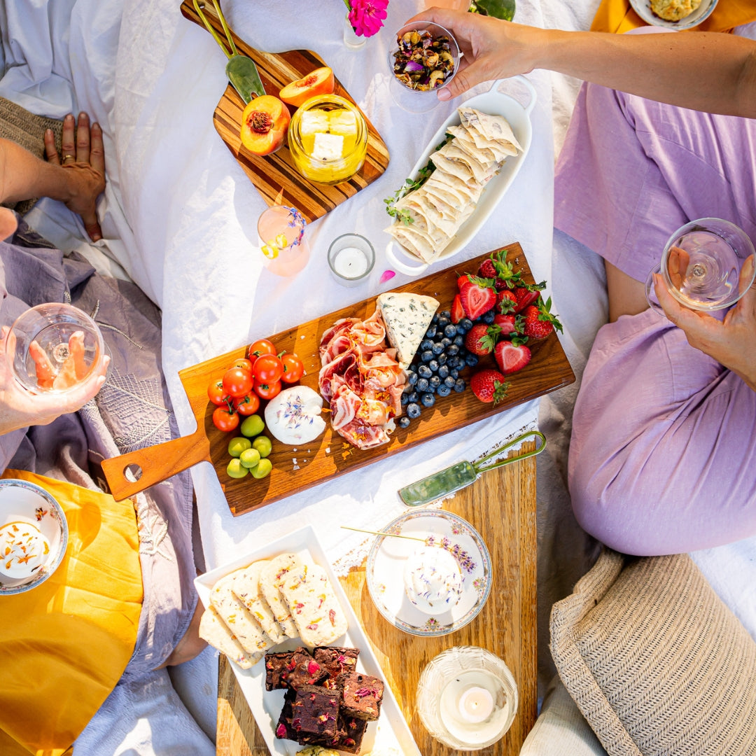 Artisanal Floral Crackers on charcuterie board