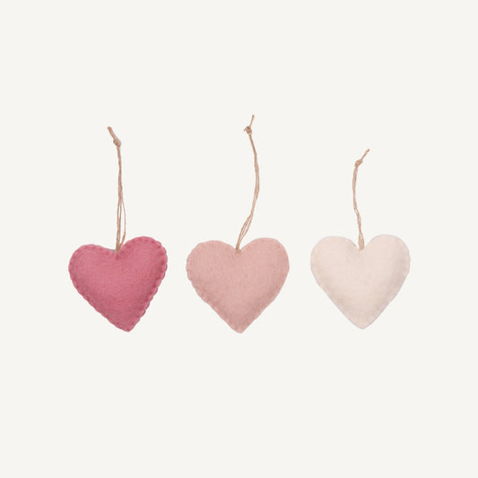 Felt Heart Ornaments in multiple colors