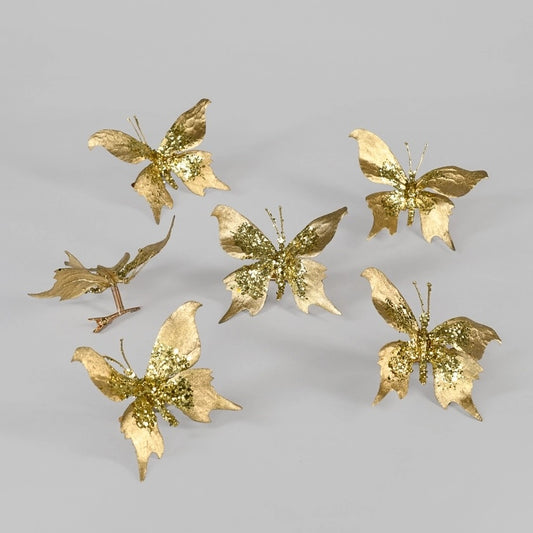 Golden glitter butterfly ornaments