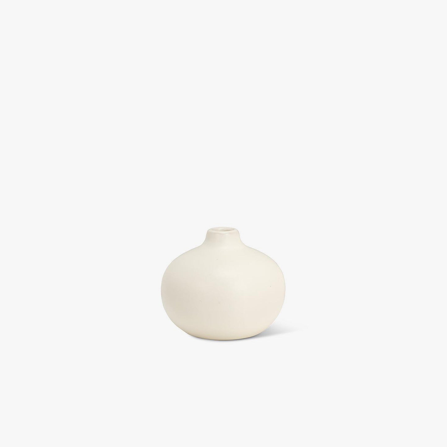 White mini ball shaped ceramic bud vase