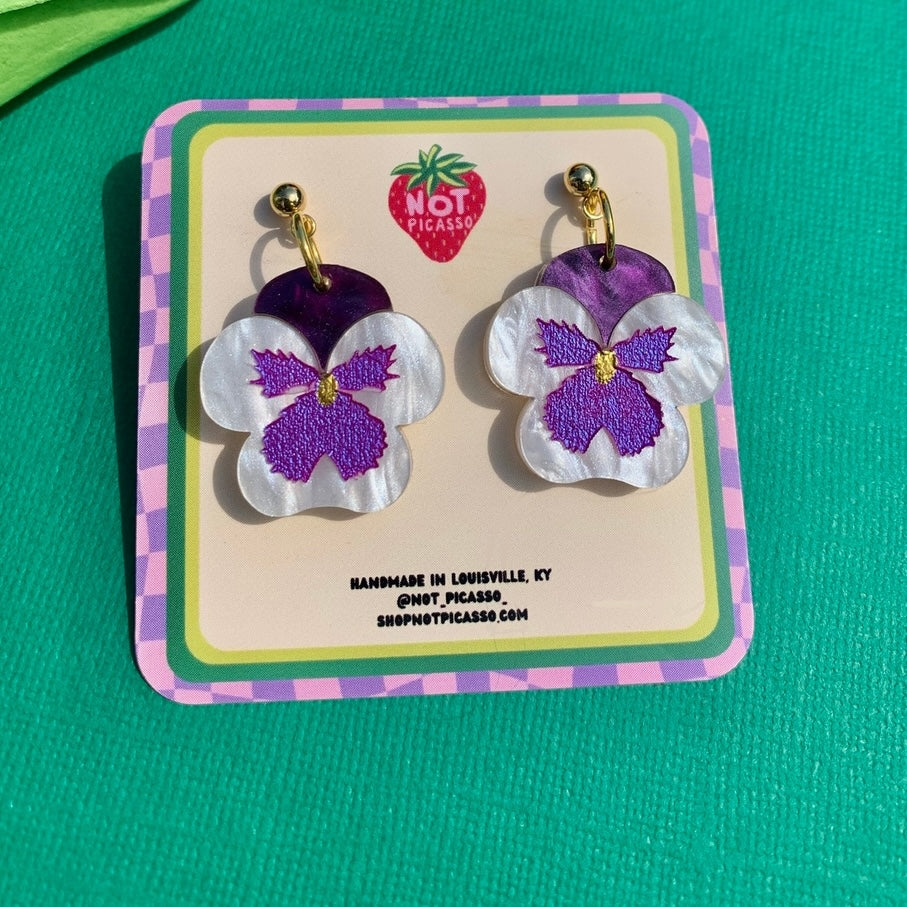 pansy earrings from not picasso