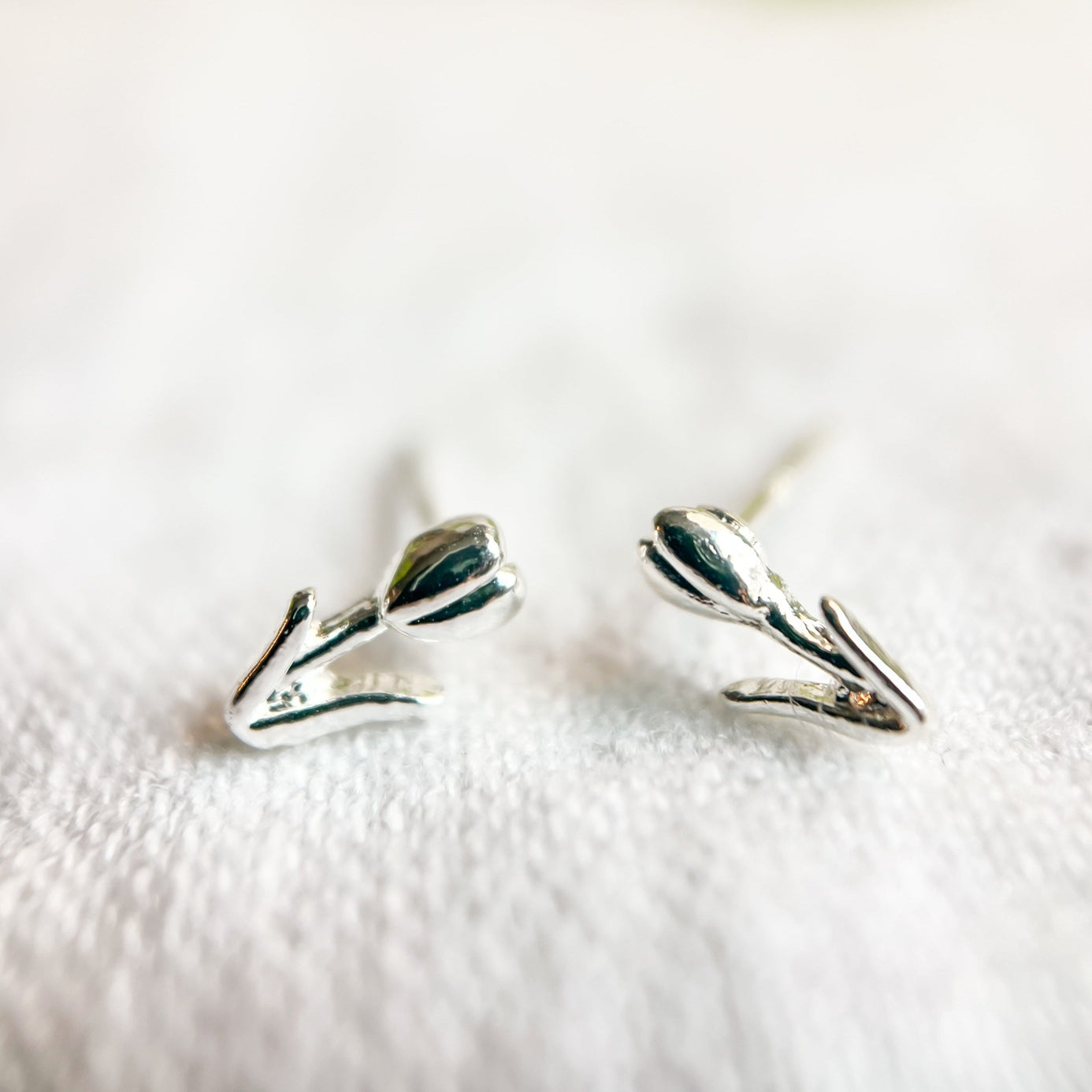 Mini Silver Tulip Studs | Natalie Clare