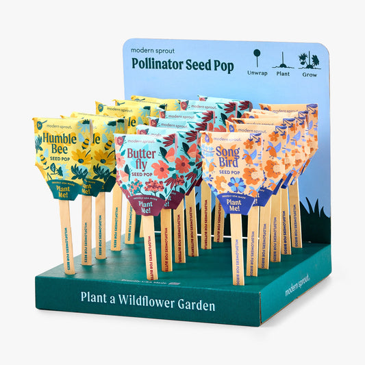 Pollinator Seed Planting Pops in a cardboard display