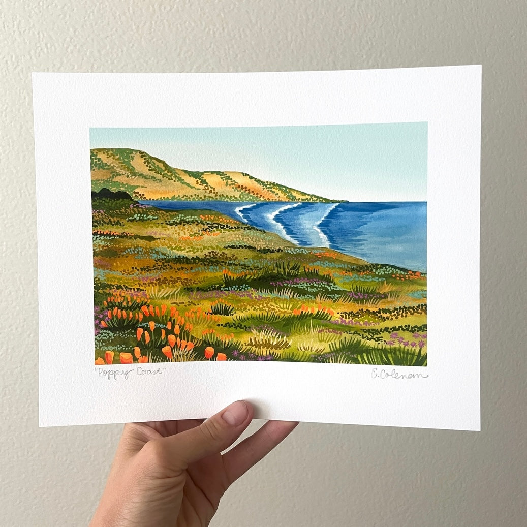 Poppy Coast California Art Print - Signed by the artist