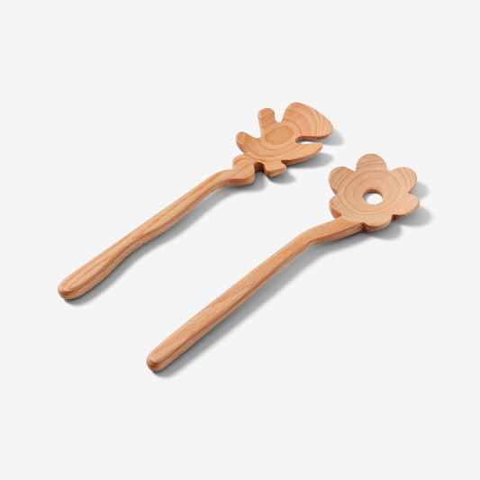 Wooden Flower Serving Spoons