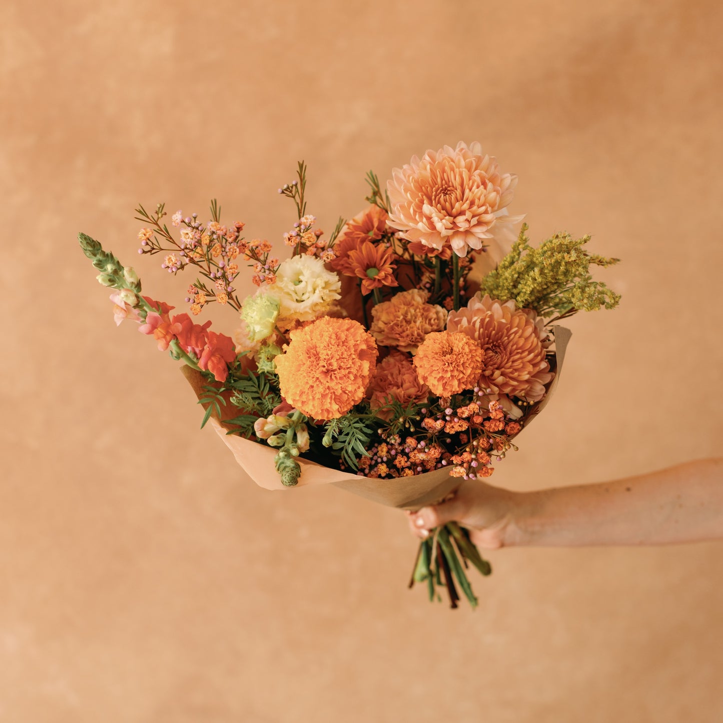 Seasonal autumn flower bouquet for Thanksgiving from Native Poppy in San Diego