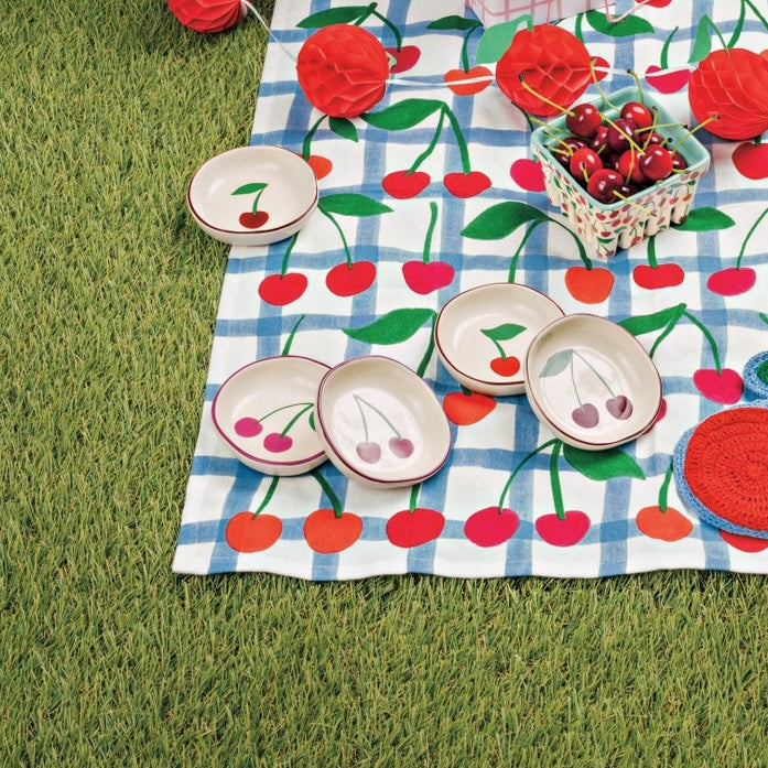 Very Cherry Pinch Bowls on a picnic blanket