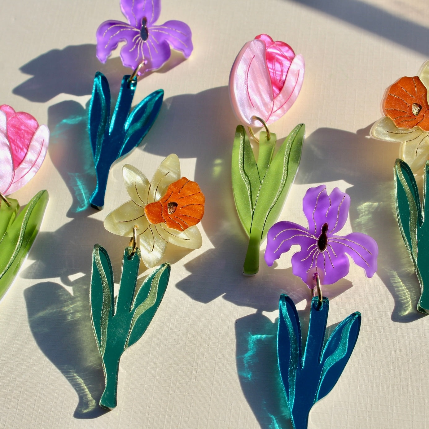 Multiple pairs of floral Acrylic Earrings