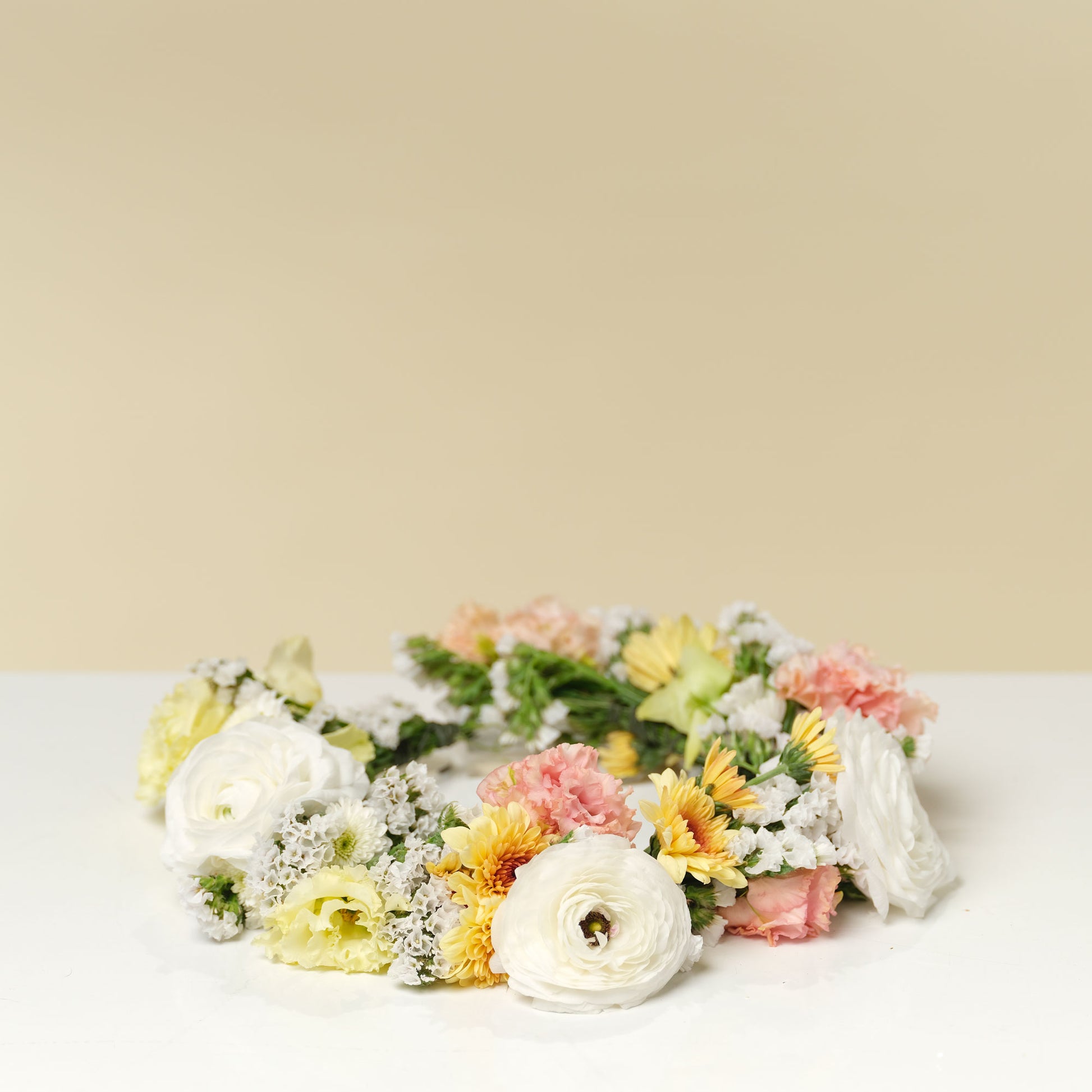 Statement floral crown with neutral blooms