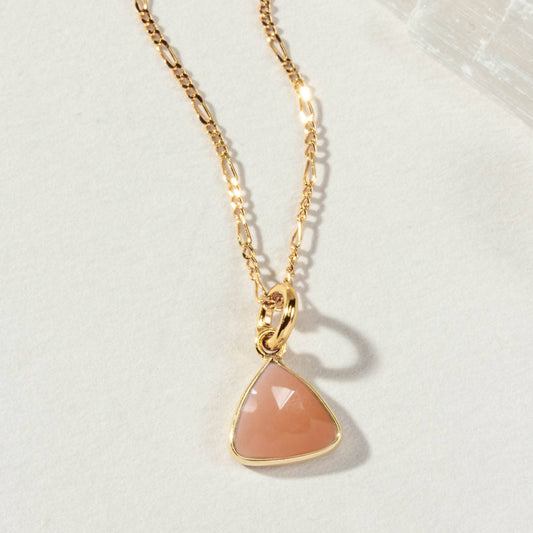 Peach Moonstone Bermuda Triangle Necklace