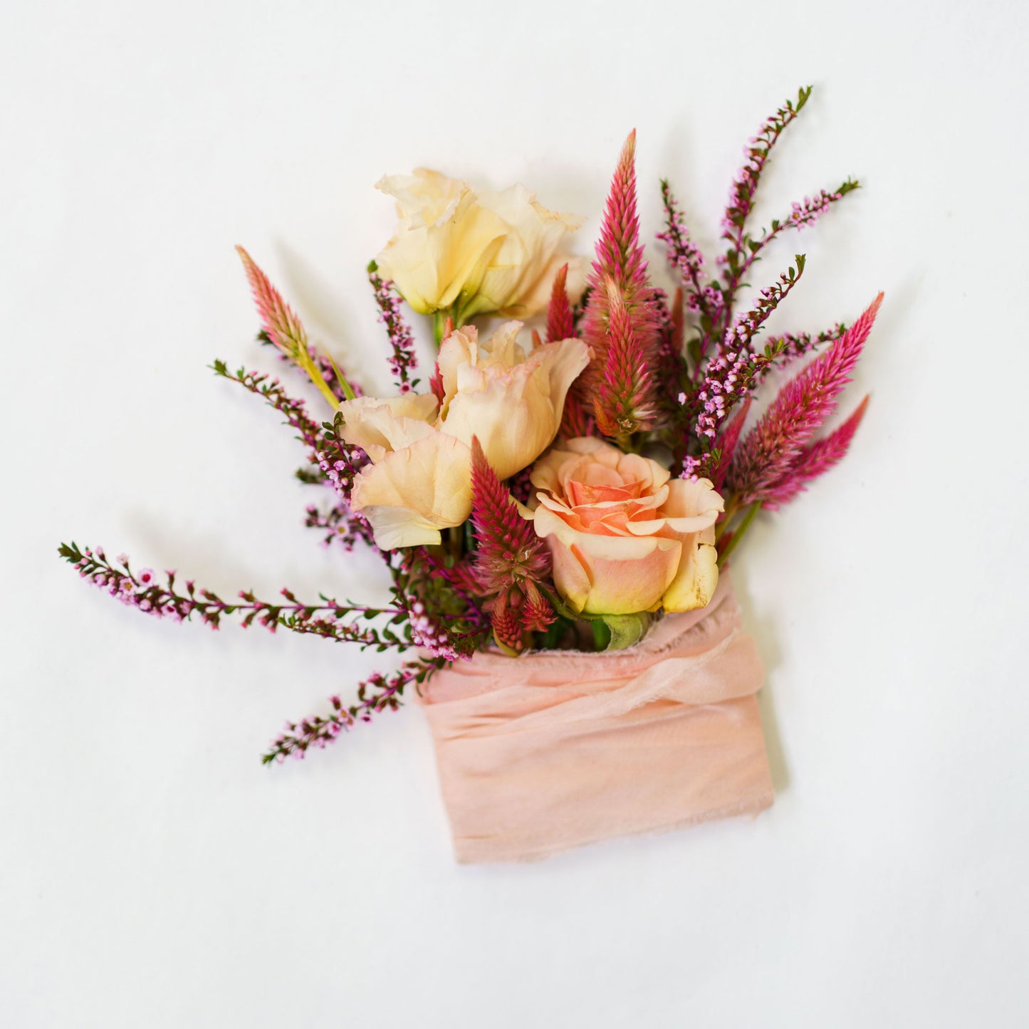 Pocket Boutonnière with peach silk chiffon ribbon