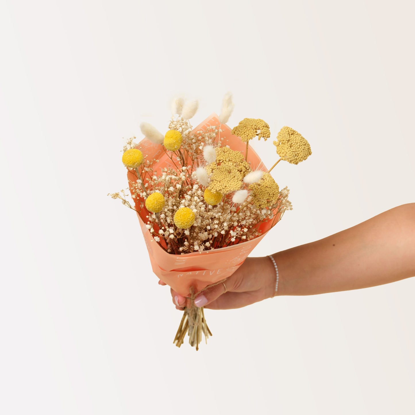 Dried Flowers - Sunny Honey Wrap with white and yellow dried flowers