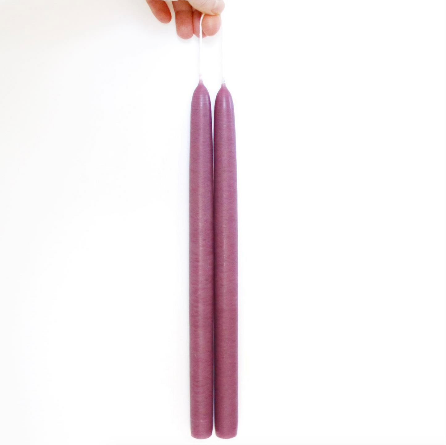 Lilac taper candle pair