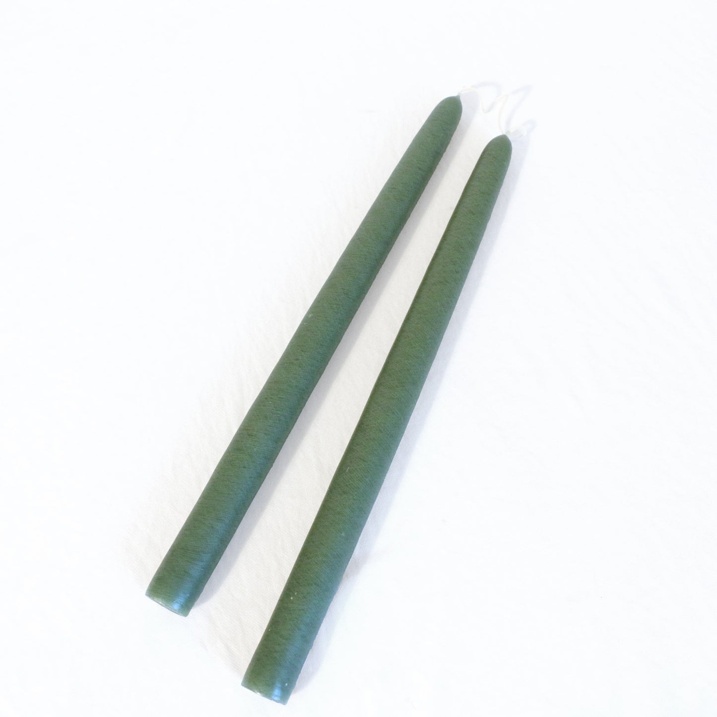 Colonial Green taper candles - pair of two taper candles